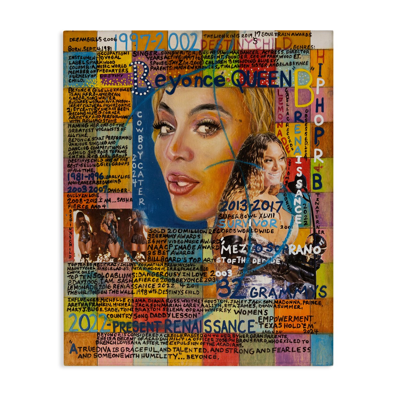 Stupell Industries Beyonce Musician Collage Canvas Wall Art Design by Sabin